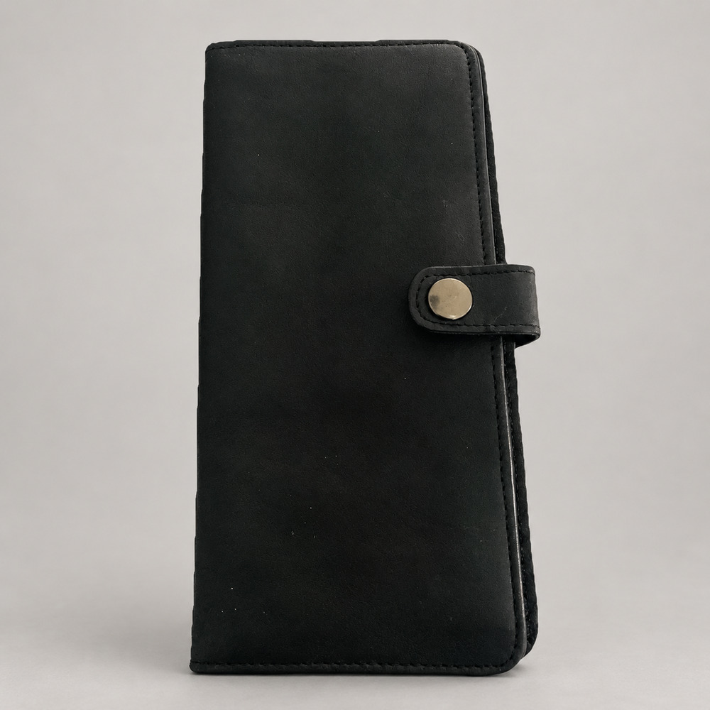 Levenger Black Leather Travel Organizer Wallet 9" Unisex